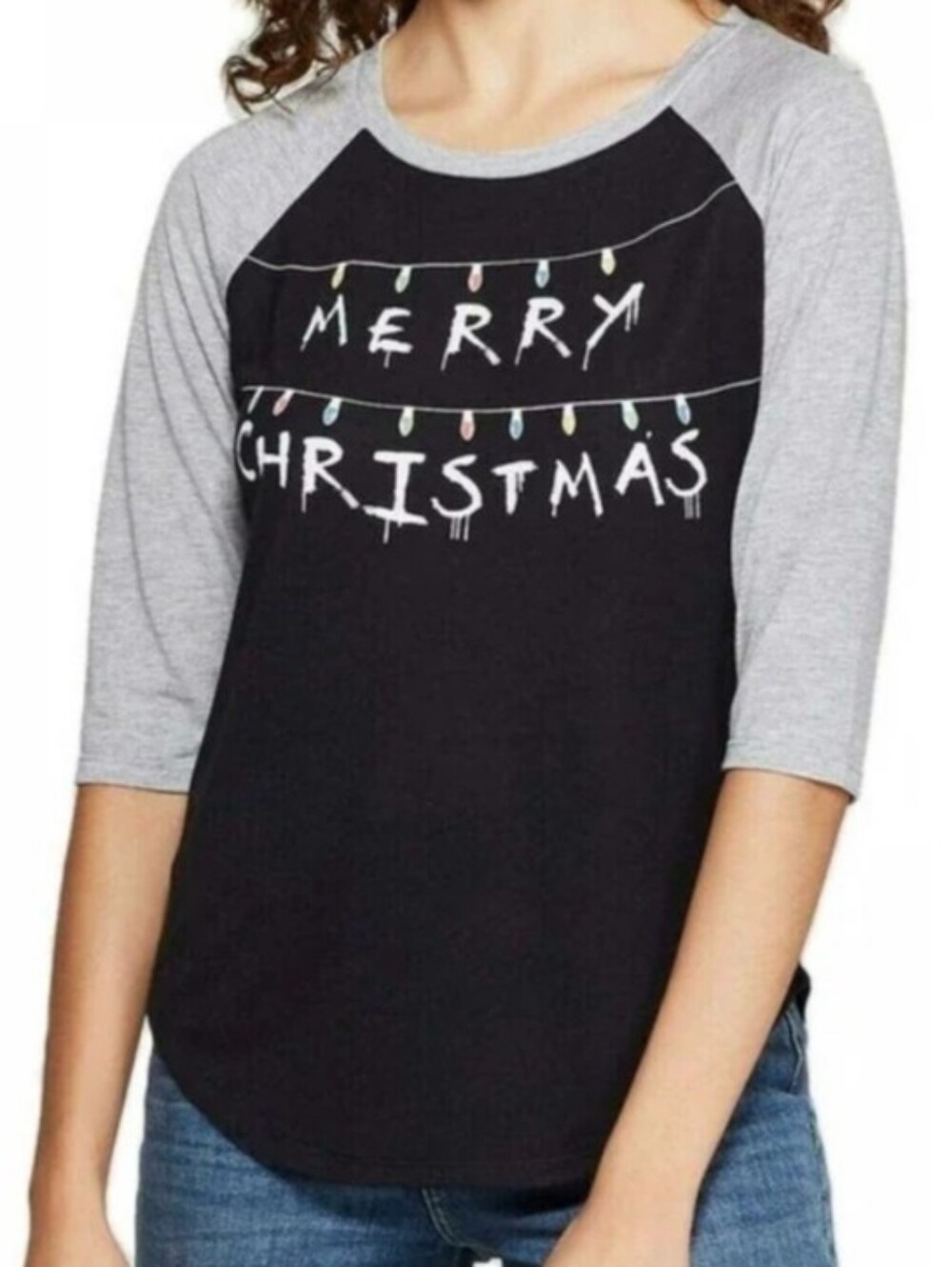 Zoe + Liv black/grey raglan 3/4 sleeve Stranger Things graphic t-shirt Size S